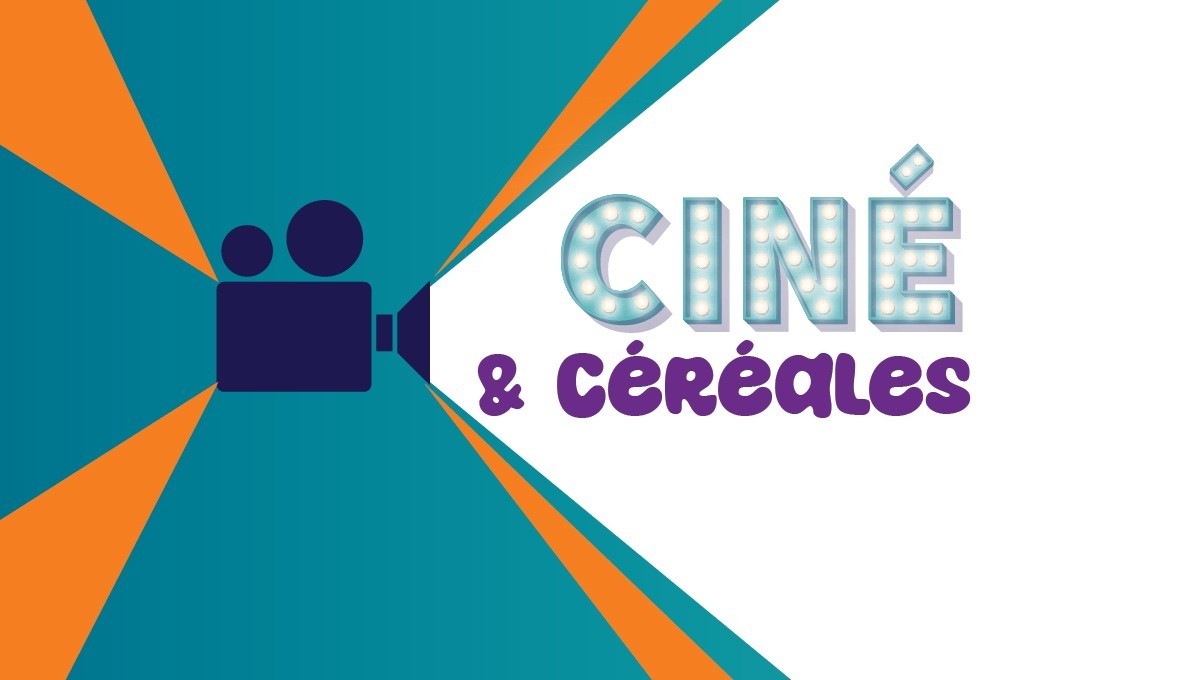 Image with a movie projector and the text Cine and Cereales